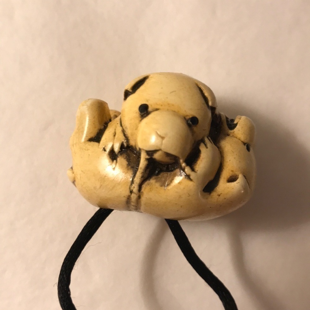 𝅺necklace - Two wrestling dogs on a 15” black cord slip on